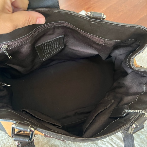 Coach Strip Brown & Tan Soft Leather Shoulder Bag - Picture 8 of 14